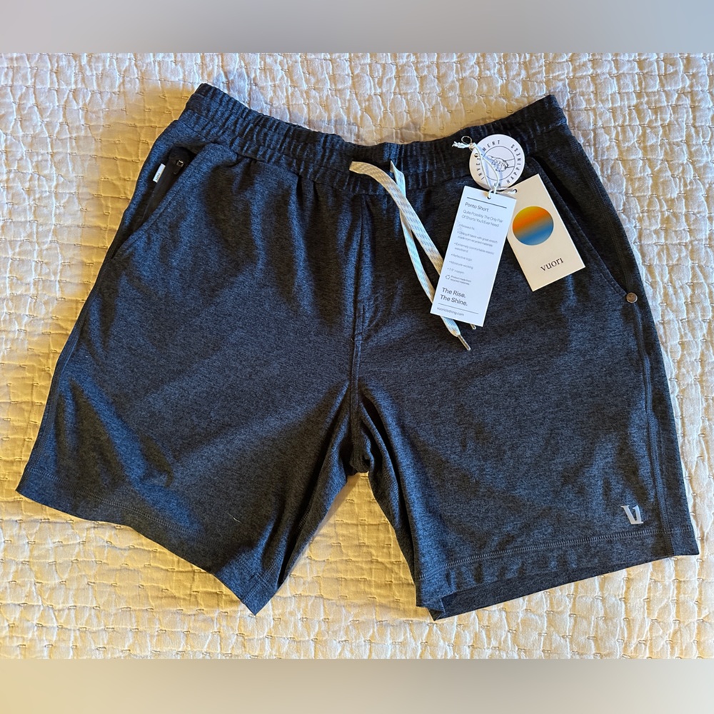 Vuori Men's Ponto Charcoal Heather Athletic Shorts